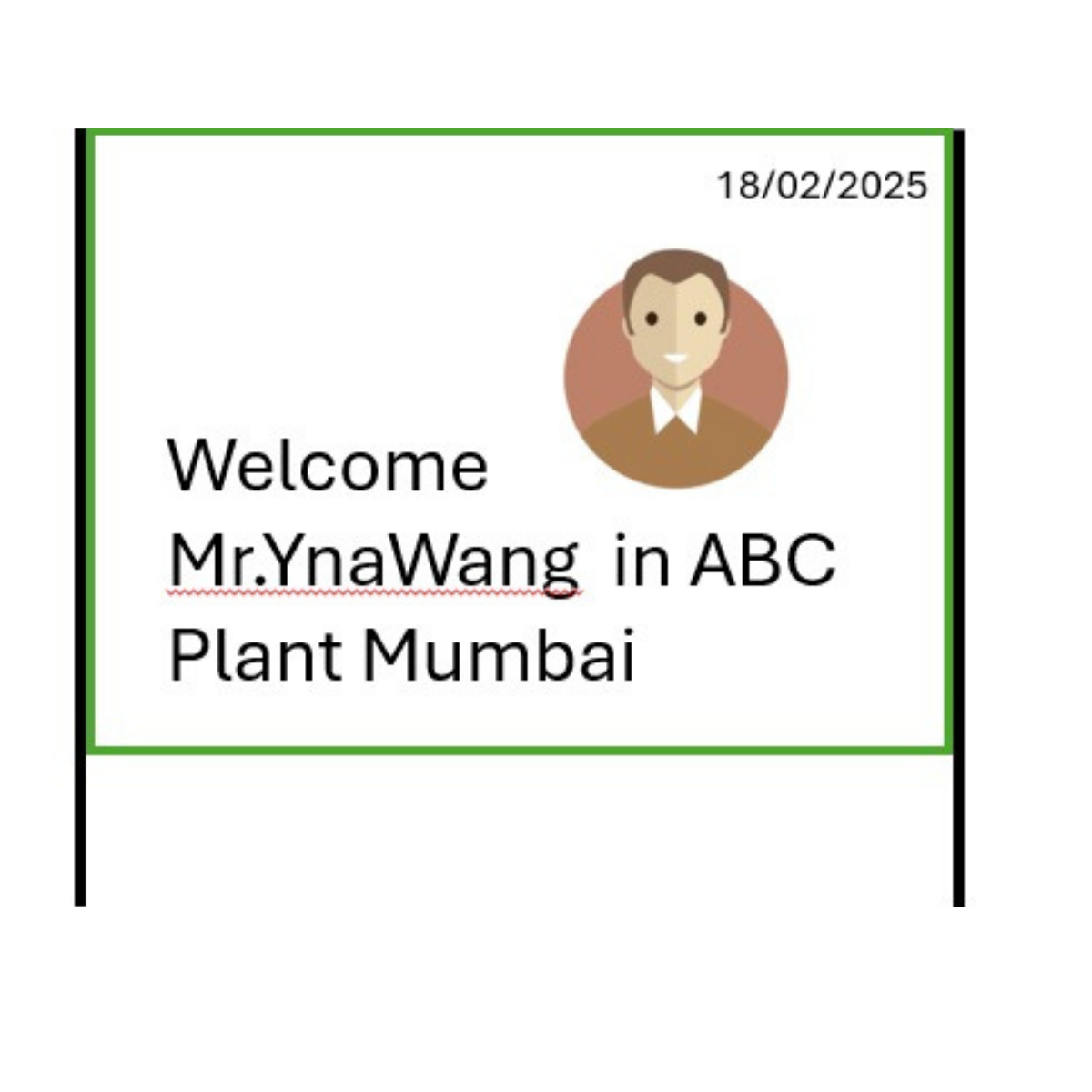 Welcome Message Display